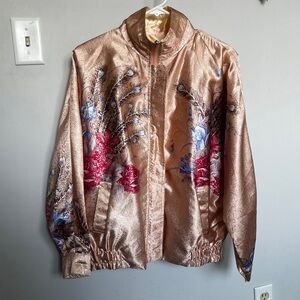 Women’s Vintage Peach Floral Bomber Jacket
